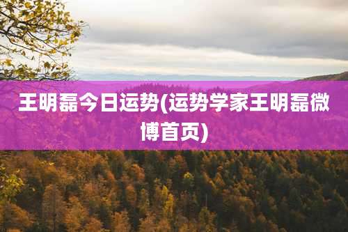 王明磊今日运势(运势学家王明磊微博首页)