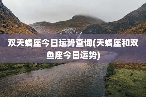 双天蝎座今日运势查询(天蝎座和双鱼座今日运势)