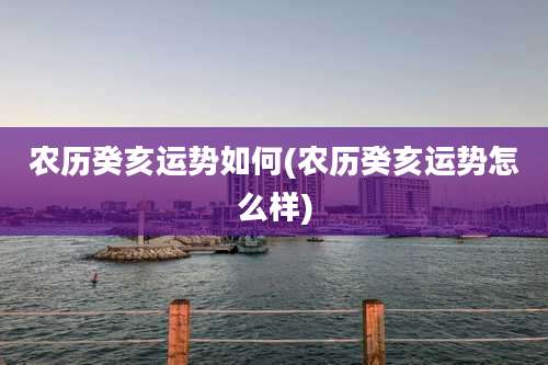 农历癸亥运势如何(农历癸亥运势怎么样)