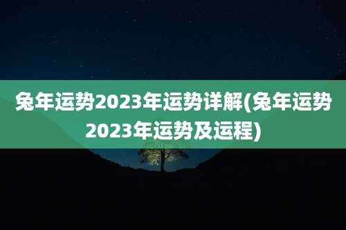 兔年运势2023年运势详解(兔年运势2023年运势及运程)