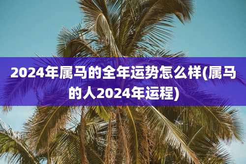 2024年属马的全年运势怎么样(属马的人2024年运程)