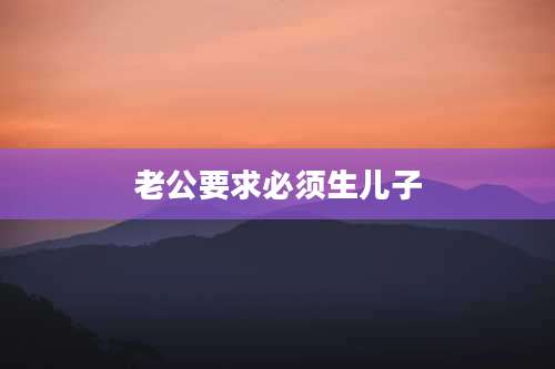 老公要求必须生儿子