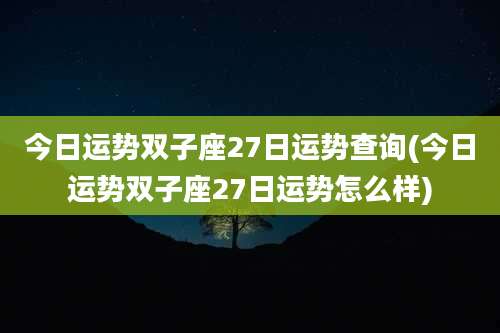 今日运势双子座27日运势查询(今日运势双子座27日运势怎么样)