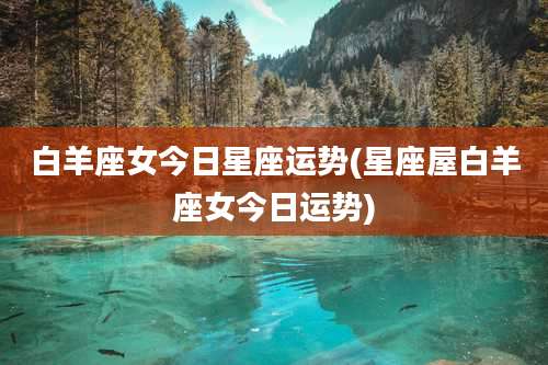 白羊座女今日星座运势(星座屋白羊座女今日运势)