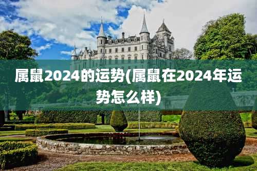 属鼠2024的运势(属鼠在2024年运势怎么样)