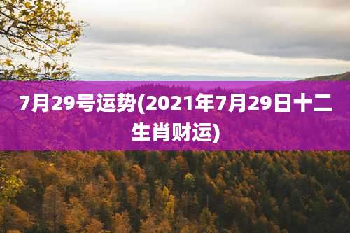 7月29号运势(2021年7月29日十二生肖财运)