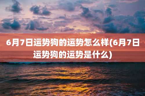 6月7日运势狗的运势怎么样(6月7日运势狗的运势是什么)