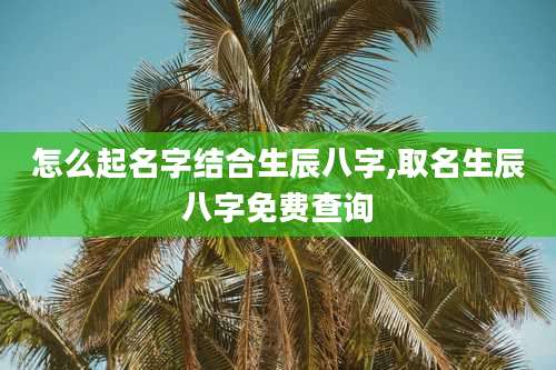 怎么起名字结合生辰八字,取名生辰八字免费查询