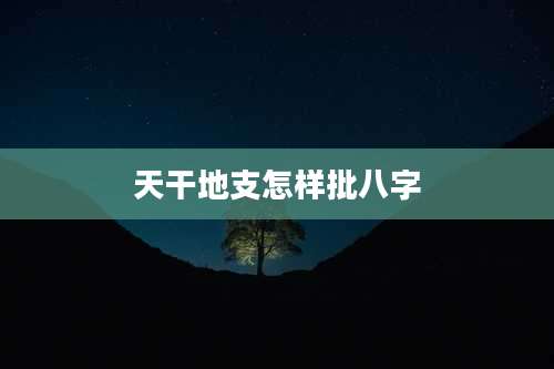 天干地支怎样批八字