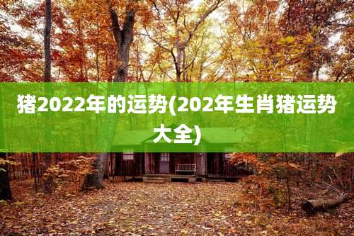 猪2022年的运势(202年生肖猪运势大全)