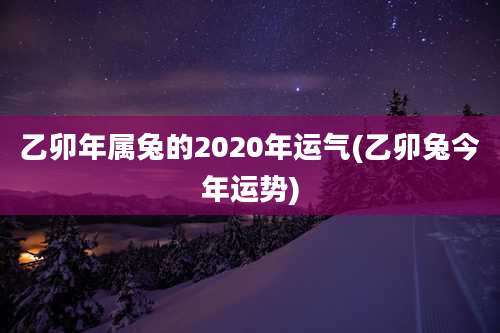 乙卯年属兔的2020年运气(乙卯兔今年运势)