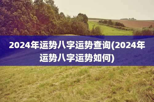 2024年运势八字运势查询(2024年运势八字运势如何)