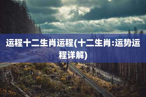 运程十二生肖运程(十二生肖:运势运程详解)