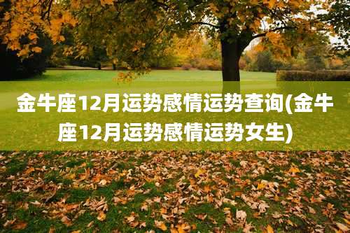 金牛座12月运势感情运势查询(金牛座12月运势感情运势女生)