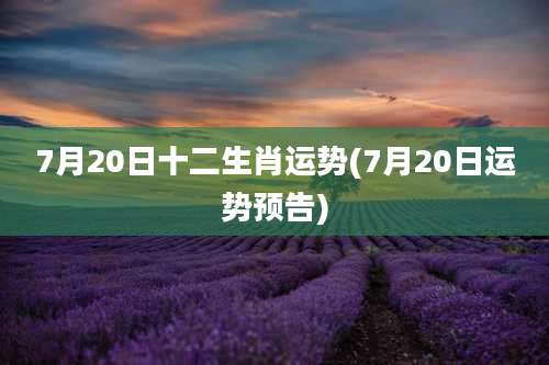 7月20日十二生肖运势(7月20日运势预告)