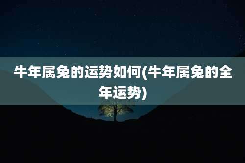 牛年属兔的运势如何(牛年属兔的全年运势)
