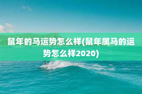 鼠年的马运势怎么样(鼠年属马的运势怎么样2020)