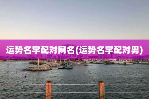 运势名字配对网名(运势名字配对男)