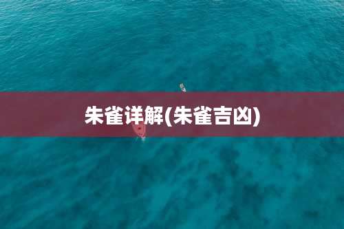 朱雀详解(朱雀吉凶)