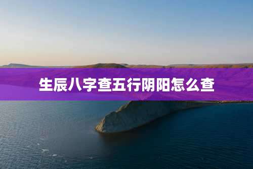 生辰八字查五行阴阳怎么查