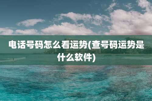 电话号码怎么看运势(查号码运势是什么软件)