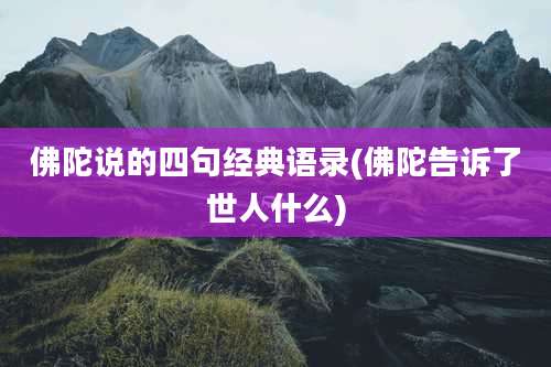 佛陀说的四句经典语录(佛陀告诉了世人什么)