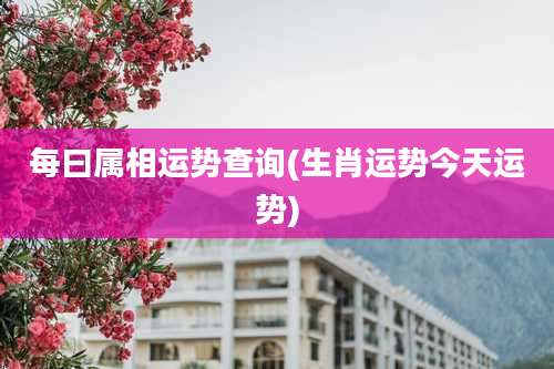 每曰属相运势查询(生肖运势今天运势)