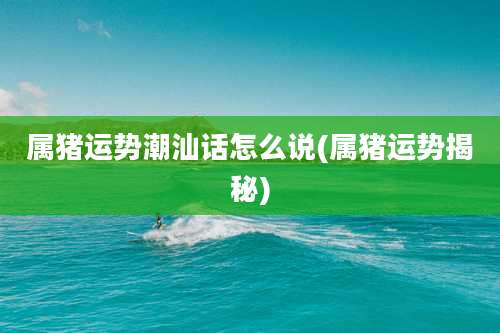 属猪运势潮汕话怎么说(属猪运势揭秘)