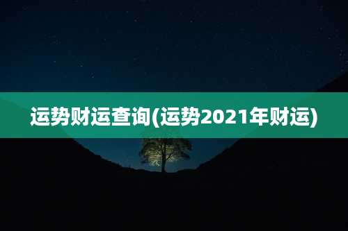 运势财运查询(运势2021年财运)
