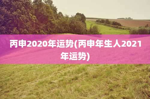 丙申2020年运势(丙申年生人2021年运势)