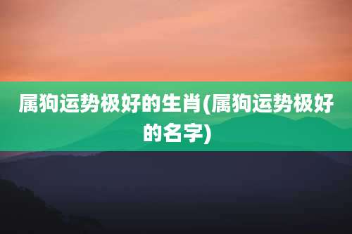 属狗运势极好的生肖(属狗运势极好的名字)