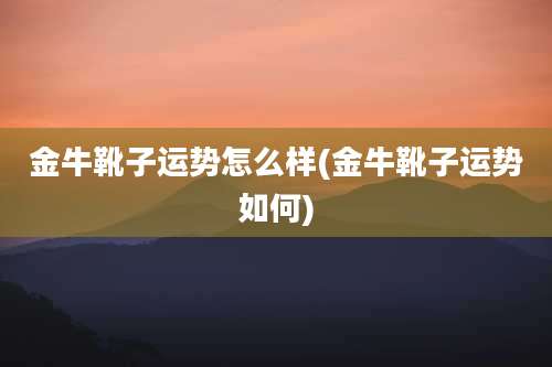 金牛靴子运势怎么样(金牛靴子运势如何)