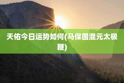 天佑今日运势如何(马保国混元太极鞭)