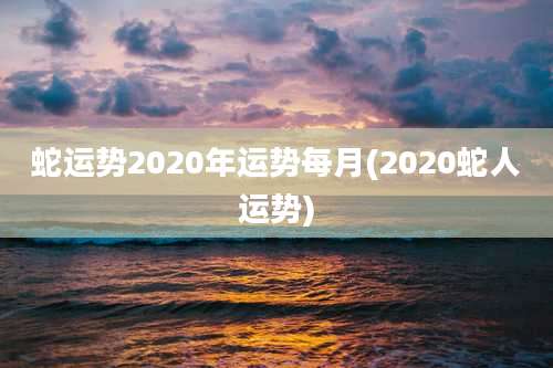 蛇运势2020年运势每月(2020蛇人运势)