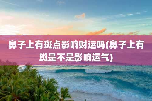 鼻子上有斑点影响财运吗(鼻子上有斑是不是影响运气)