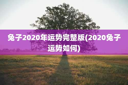 兔子2020年运势完整版(2020兔子运势如何)