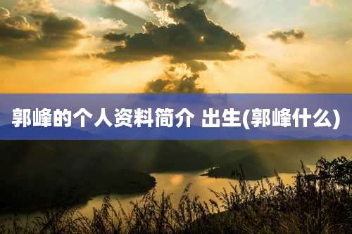 郭峰的个人资料简介 出生(郭峰什么)