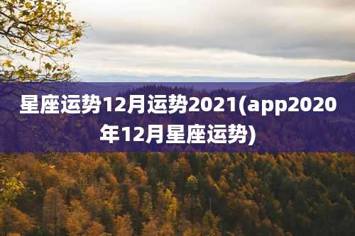 星座运势12月运势2021(app2020年12月星座运势)