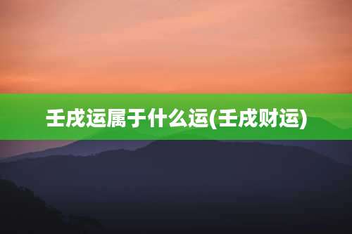壬戌运属于什么运(壬戌财运)