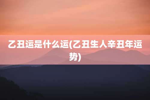 乙丑运是什么运(乙丑生人辛丑年运势)
