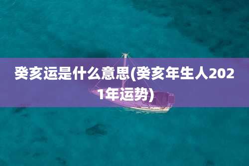 癸亥运是什么意思(癸亥年生人2021年运势)