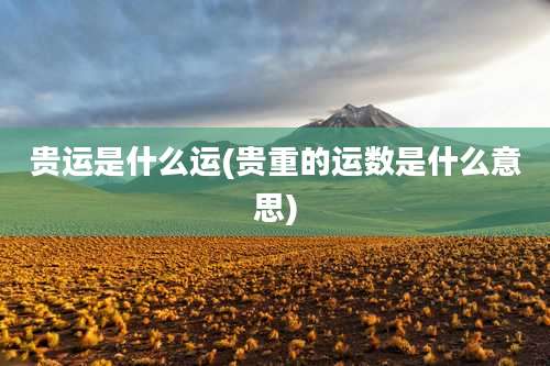 贵运是什么运(贵重的运数是什么意思)