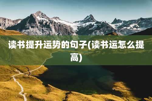 读书提升运势的句子(读书运怎么提高)
