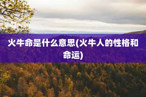火牛命是什么意思(火牛人的性格和命运)