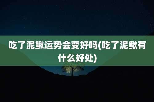 吃了泥鳅运势会变好吗(吃了泥鳅有什么好处)