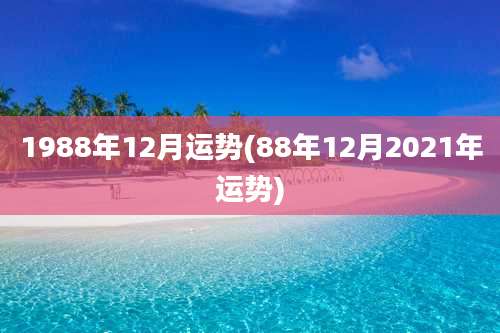 1988年12月运势(88年12月2021年运势)