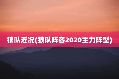 狼队近况(狼队阵容2020主力阵型)