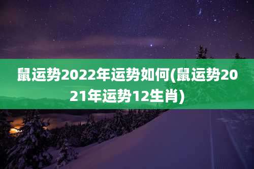 鼠运势2022年运势如何(鼠运势2021年运势12生肖)