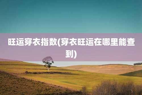 旺运穿衣指数(穿衣旺运在哪里能查到)