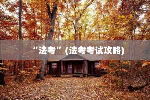 “法考”(法考考试攻略)